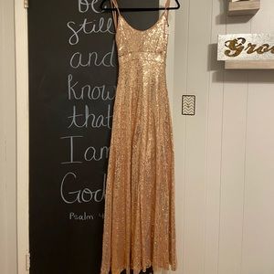 BRAND NEW SIZE SMALL GOLD PROM DRESS (with tags!!)
